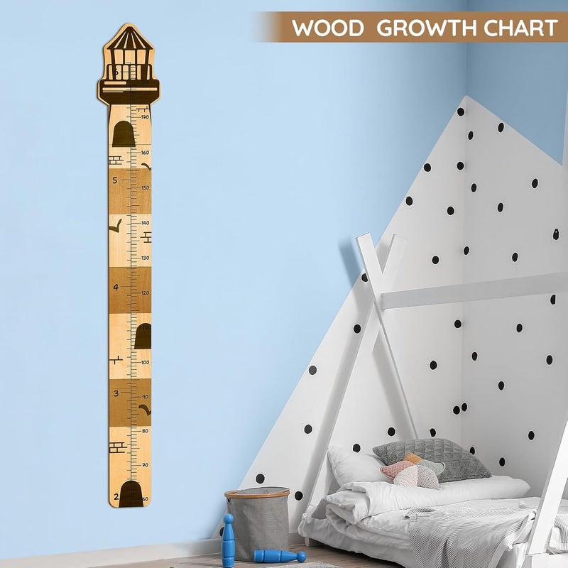 Beinou Growth Chart for Wall Wood Height Chart for Kids Height Measurement for Wall Boy Girls Height Wall Chart Growth Measuring Ruler Room Wall Decor,Lighthouse - Image 2